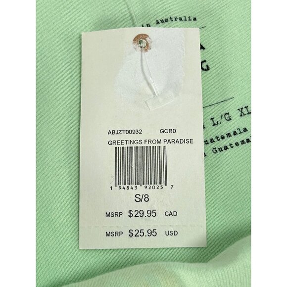 BILLABONG Hello Summer Crop Tank Top Sz S Mint Green Yellow Graphic 100% Cotton - Picture 10 of 12